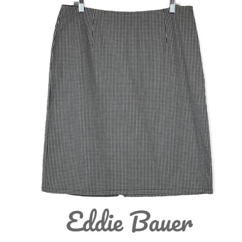 Eddie Bauer Black & White Checked Cotton Skirt NWOT‎